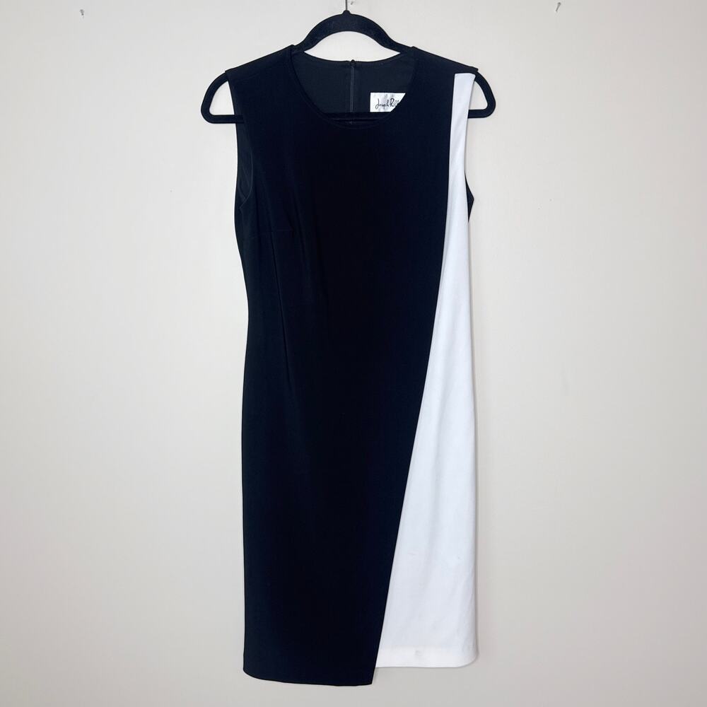 Joseph Ribkoff Scuba Crepe Color Block Dress in Black‎ & Vanilla SZ 8 Sleeveless